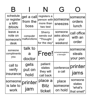 PATIENT ACCESS BINGO Card