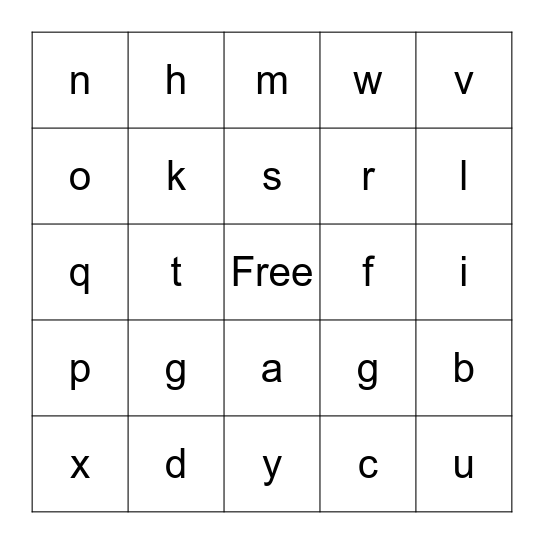 ALPHABET BINGO Card
