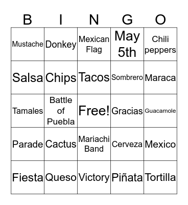 Cinco de Mayo  Bingo Card