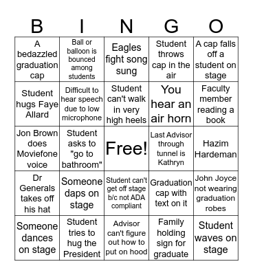 Graduation BINGO Card