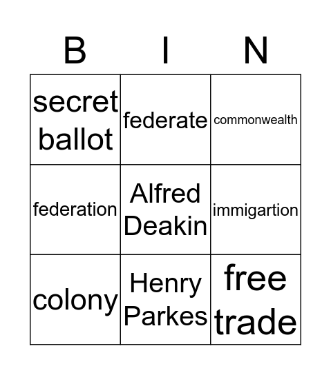 history bingo sheet for week 4 Bingo Card