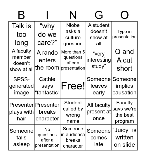 DEV Talks Bingo Card