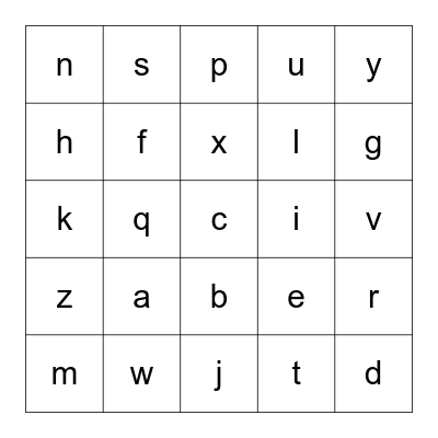 ALPHABET BINGO Card