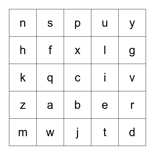 ALPHABET BINGO Card