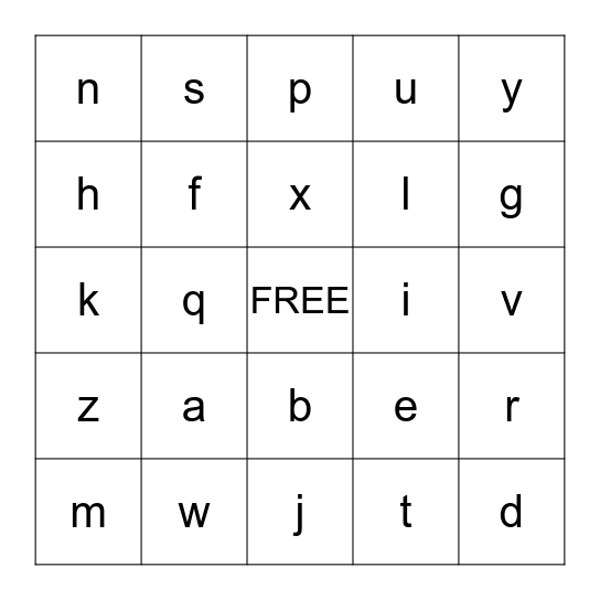 ALPHABET BINGO Card