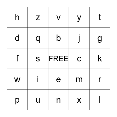 ALPHABET BINGO Card