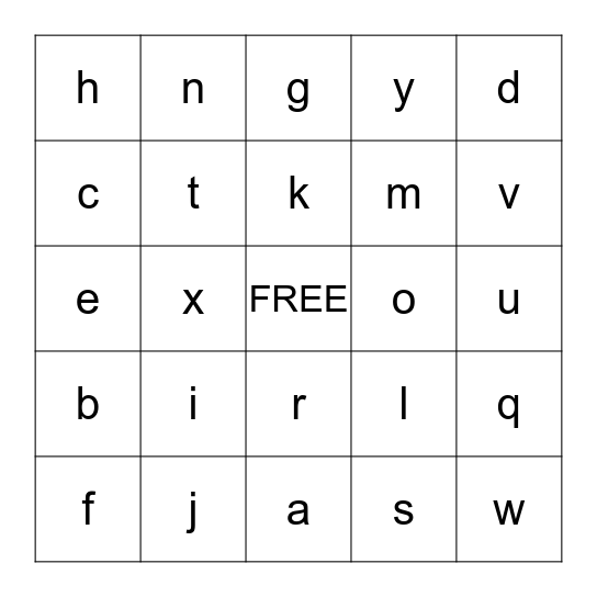 ALPHABET BINGO Card
