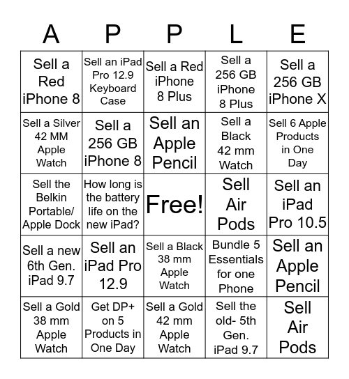 Apple bingo Card