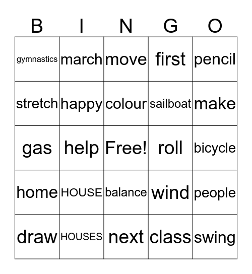 Make A House  Bingo Card