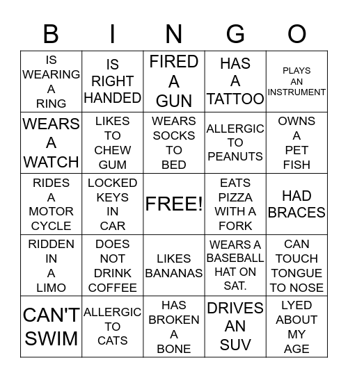 HUMAN NATURE Bingo Card