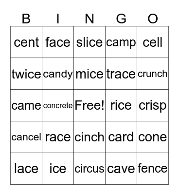 Soft or Hard C? Bingo Card