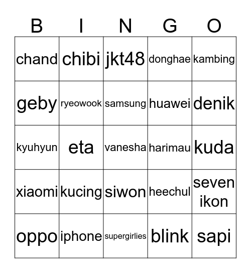 PUNYA CHAND!!!! Bingo Card