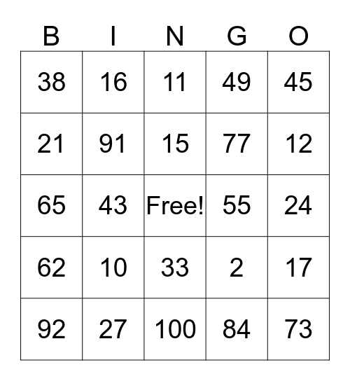 Let's Have Fun! Bingo Card
