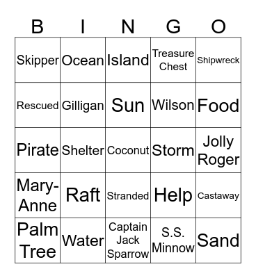 Castaways Bingo Card