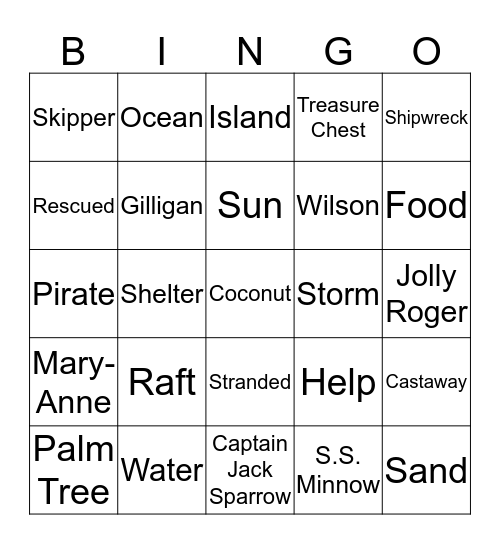 Castaways Bingo Card