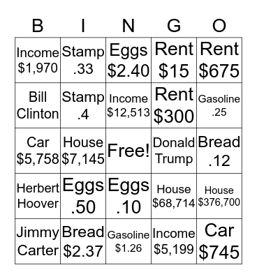 Remember When Bingo Card