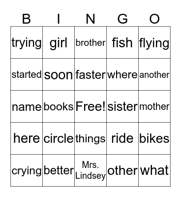 Bingo! Bingo Card