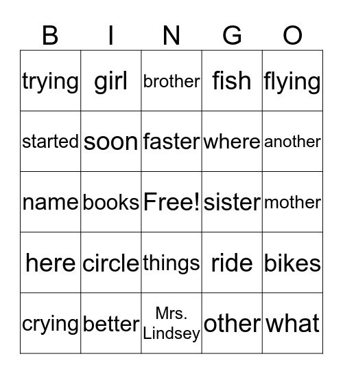 Bingo! Bingo Card