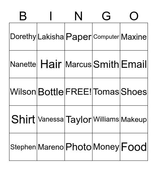 Untitled Bingo Card