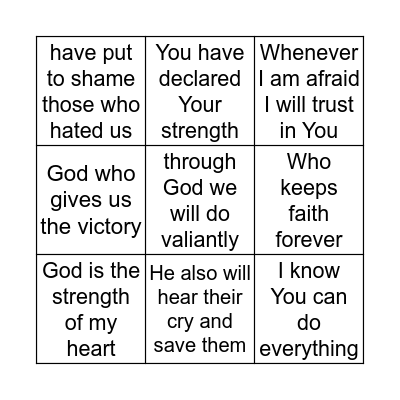 Victory Memory Bingo Card