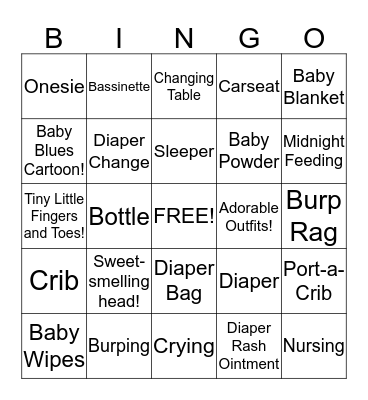 Baby Words for Jeni & Caleb's First Baby!  2013 Bingo Card