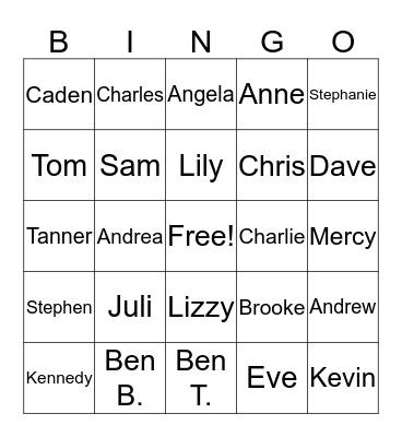 Family Trivia Bingo Card