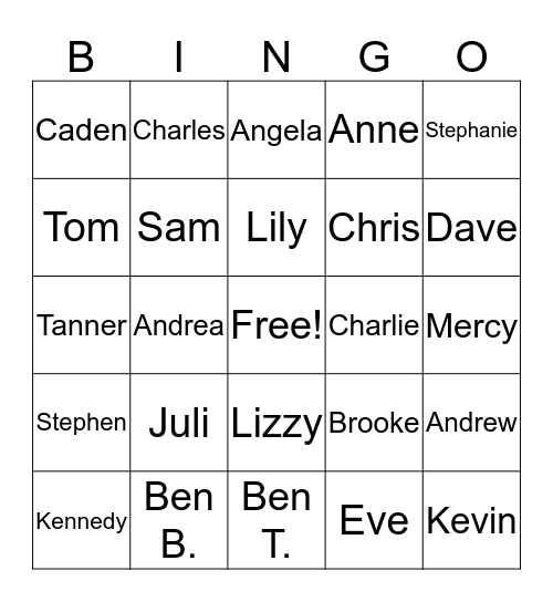 Family Trivia Bingo Card