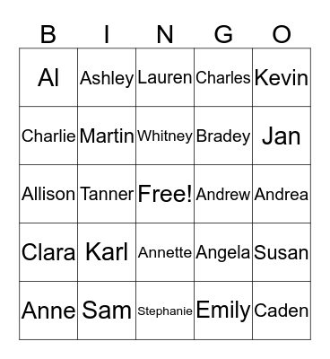 Family Trivia Bingo Card