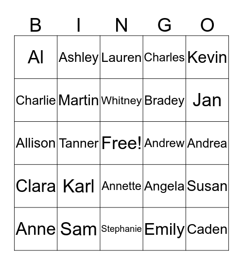 Family Trivia Bingo Card