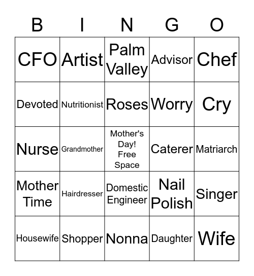 Mother's Day Bingo Card