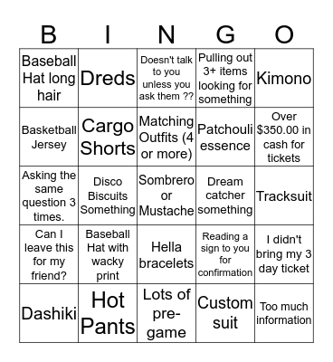 STS9 Bingo Card