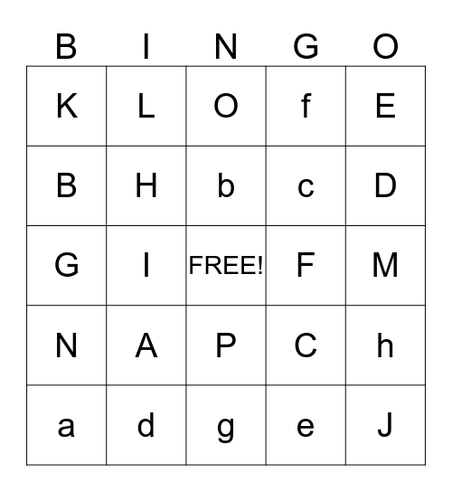 Alphabet BINGO Card