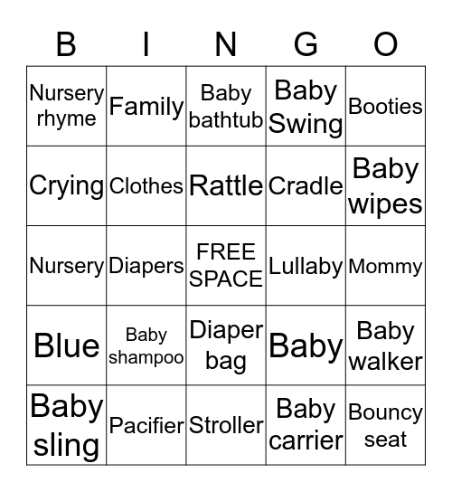 JaKara's Baby Shower Bingo Card