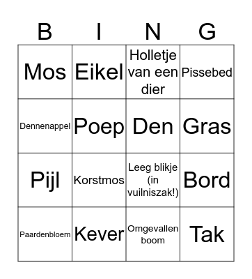 Natuur BINGO Card