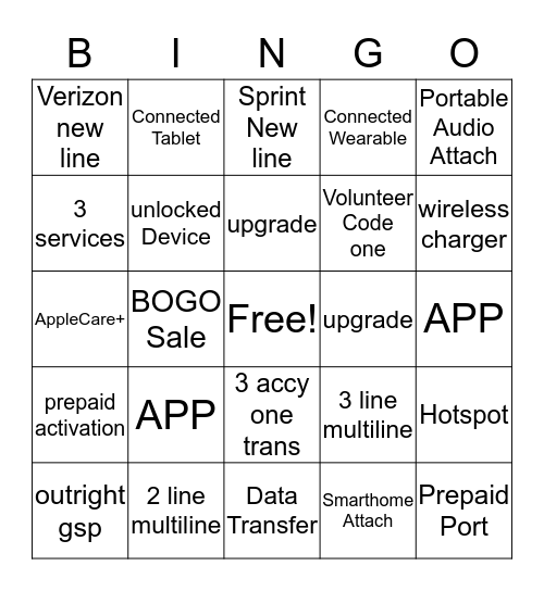 Mobile Bingo Card