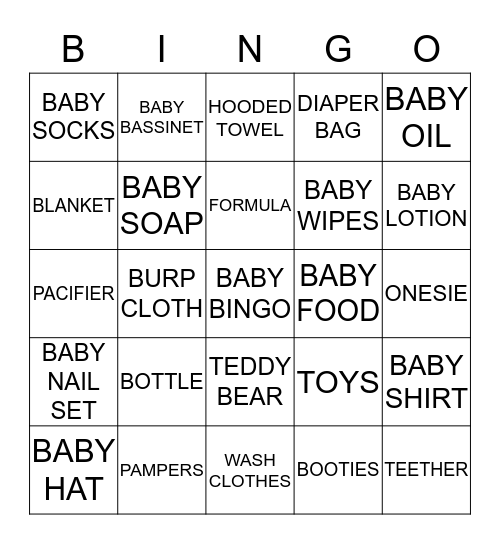 baby bingo  Bingo Card