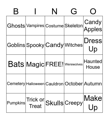 Halloween Bingo Card