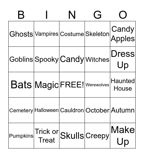 Halloween Bingo Card