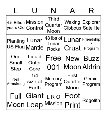 APOLLO ANNIVERSARY BINGO Card