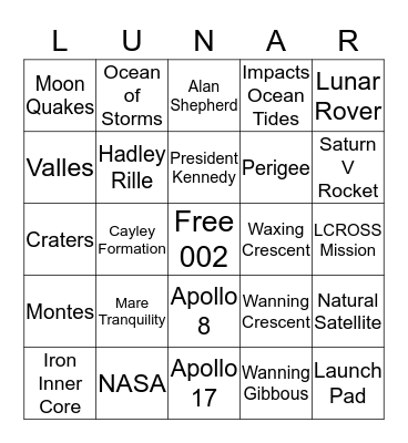 APOLLO ANNIVERSARY BINGO Card