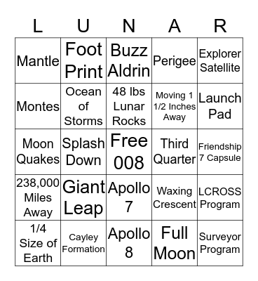 APOLLO ANNIVERSARY BINGO Card