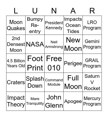 APOLLO ANNIVERSARY BINGO Card