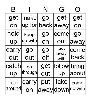 Phrasal Verbs List 9 Bingo Card