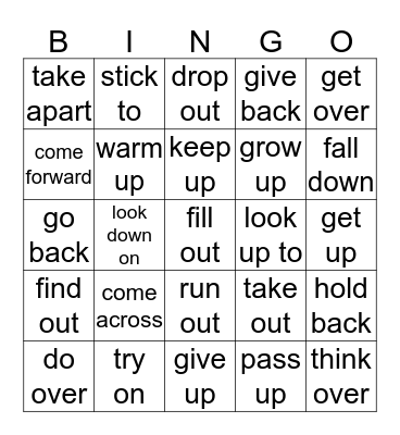 Phrasal Verbs List 8 Bingo Card