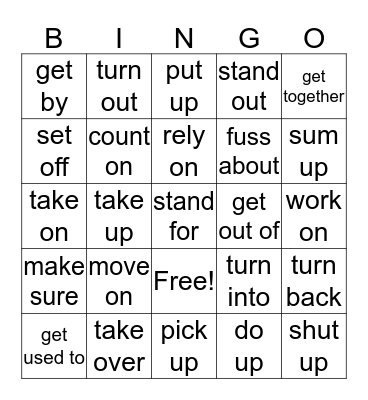Phrasal Verbs List 10 Bingo Card