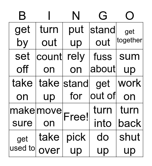 Phrasal Verbs List 10 Bingo Card