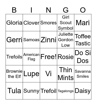 Girl Scout Bingo Card