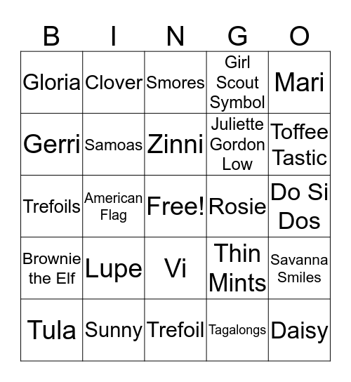 Girl Scout Bingo Card