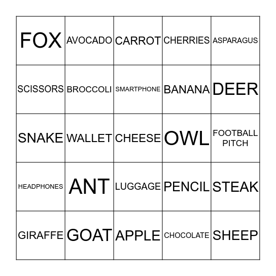 MIXED Bingo 1 Bingo Card