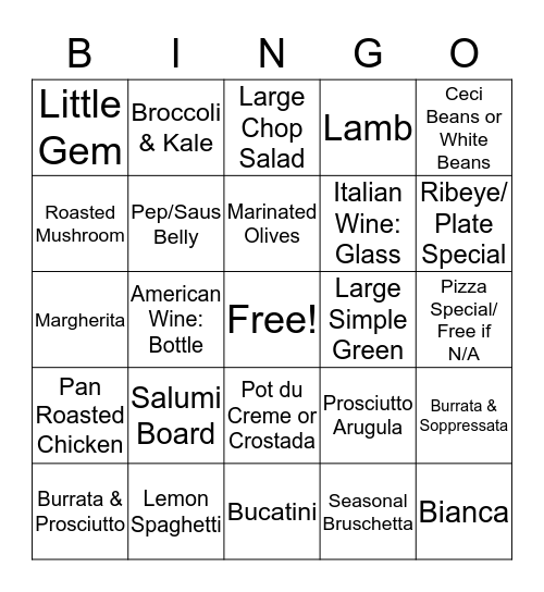 Saint Leo Server Bingo Card